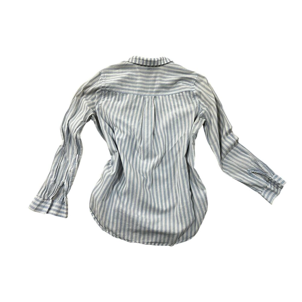 Flowy light blue striped button up top